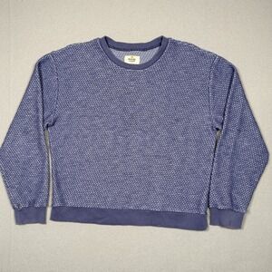 Marine Layer Textured Birdseye Crew Neck Pullover Sweater In Marlin Blue Large L